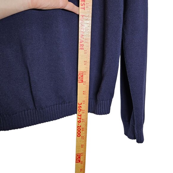 Hope & Henry Navy Fair Isle Organic Cotton Sweater M Nordic Snowflake Crewneck - Picture 5 of 7